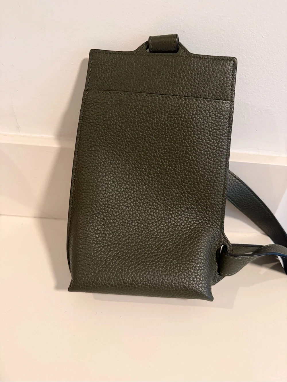 LIKE NEW! Green Loewe Soft Grained Calfskin Vertical T-Pocket Crossbody
